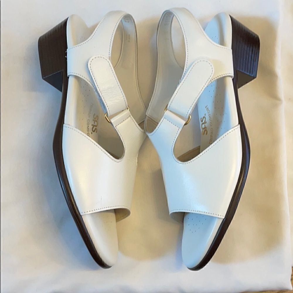 SAS SANDALS. WHITE LEATHER. NEW - Picture 3 of 9